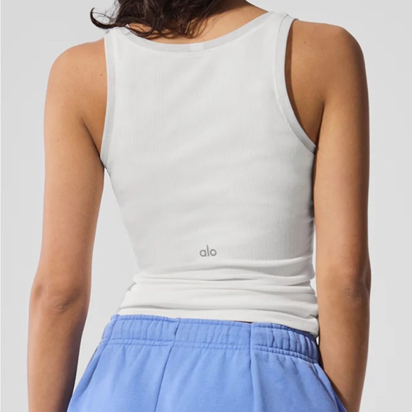 Alo Ribbed Mesh Secret Tank Top – White, Size Small, NWT Sold Out - Picture 3 of 3
